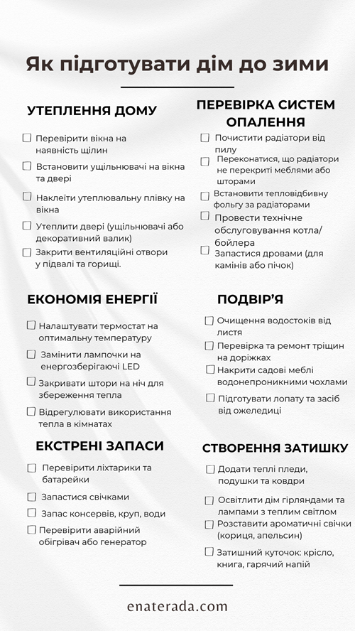 Чек-лист "Як підготувати дім до зими"